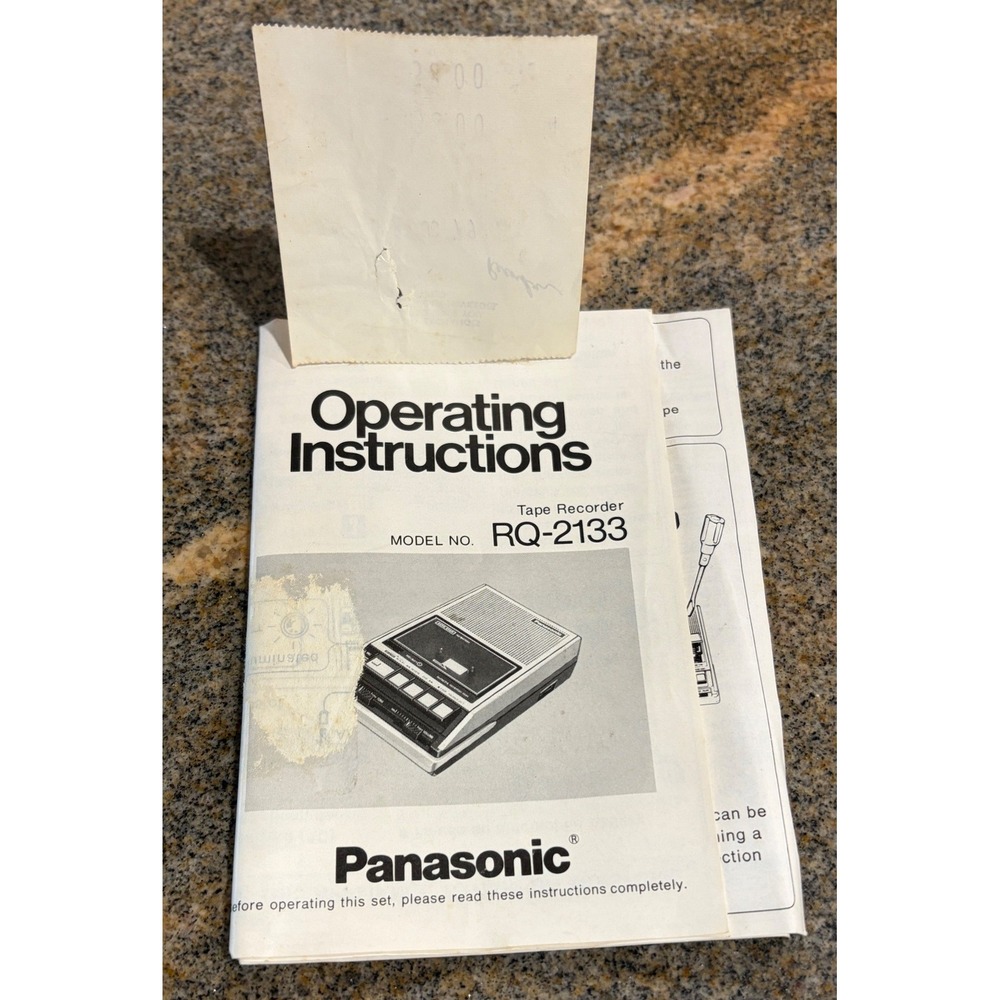 MANUAL ONLY Panasonic RQ-2133 Tape Recorder Operating Instructions Manual Guide